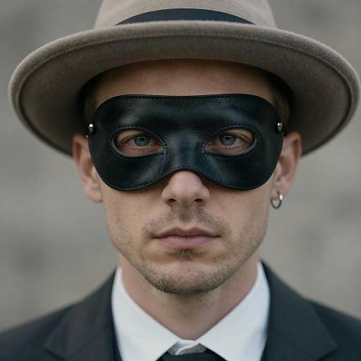 Mysterious Man in Leather Mask Portrait