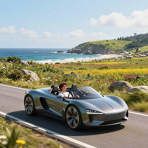 Futuristic Roadster Coastal Drive