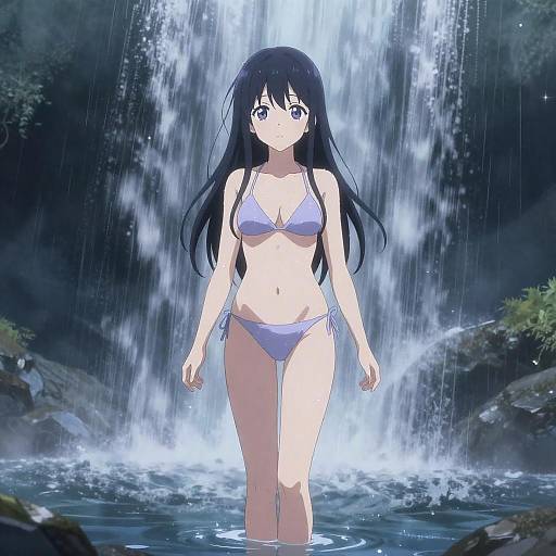 Ethereal Ecchi Siren Under Waterfall