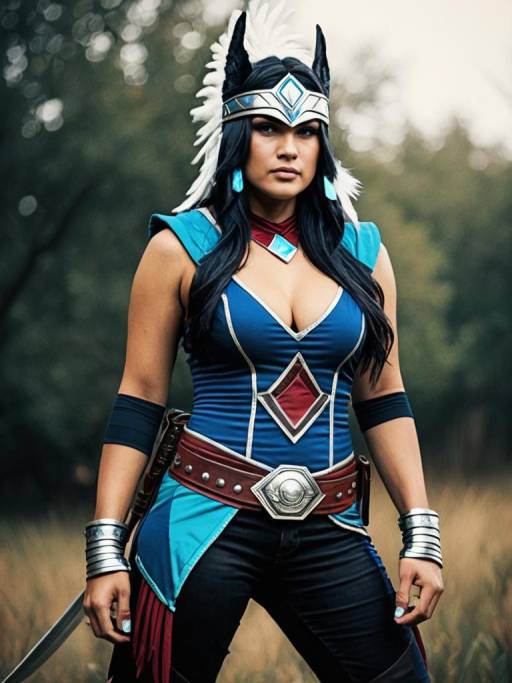 Woman in Nightwolf Cosplay Costume