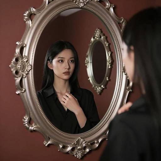 Serious Reflection of a Dark Beauty