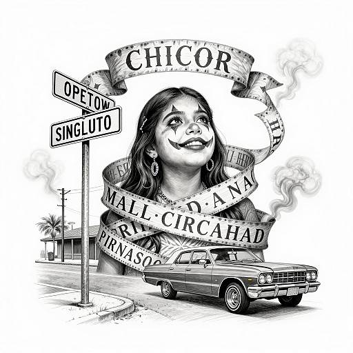 Chicano Art: Hopeful Clown Girl Illustration