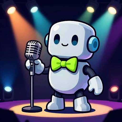 Playful Robot with Neon Bow Tie