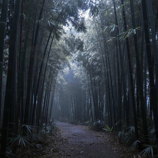 Moonlit Bamboo Forest Path