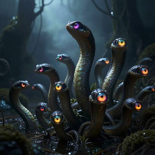 Many-Eyed Hydra in Mystical Swamp