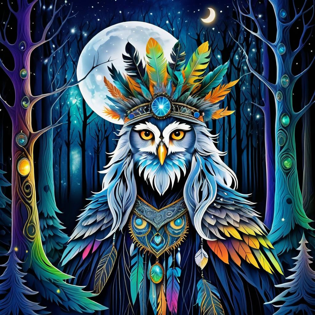 Mystical Forest Dweller Under Moonlight