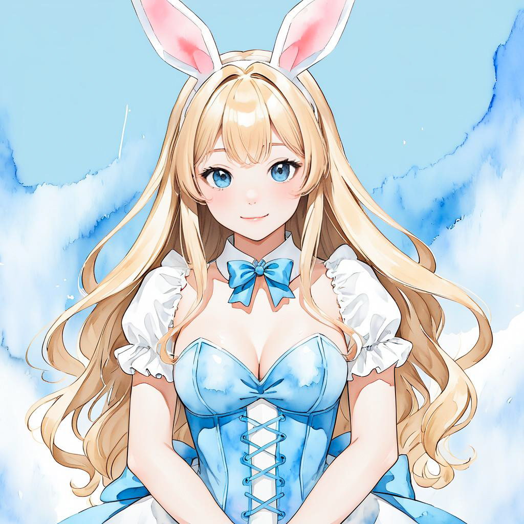 Playful Bunny Girl in Arctic Blue