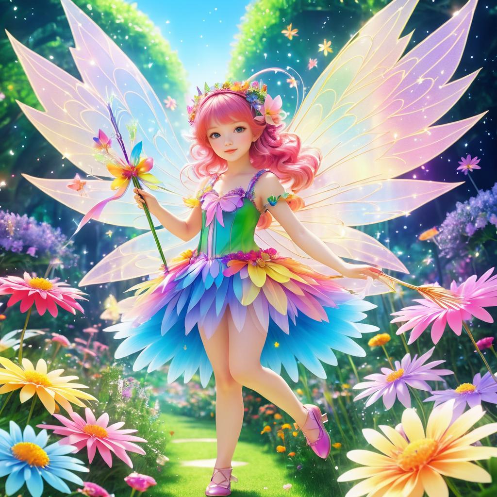 Whimsical Fairy in a Colorful Garden