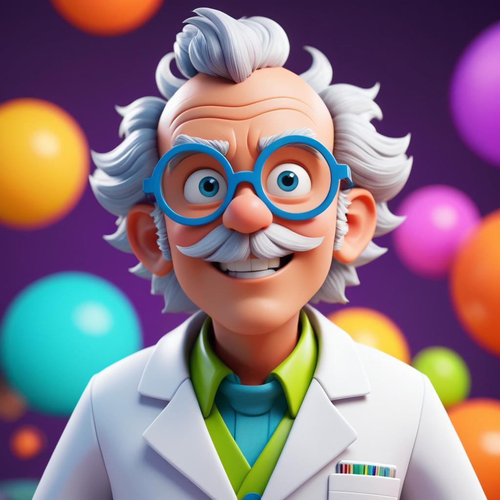 Playful Cartoon Mad Scientist in Nickelodeon Style