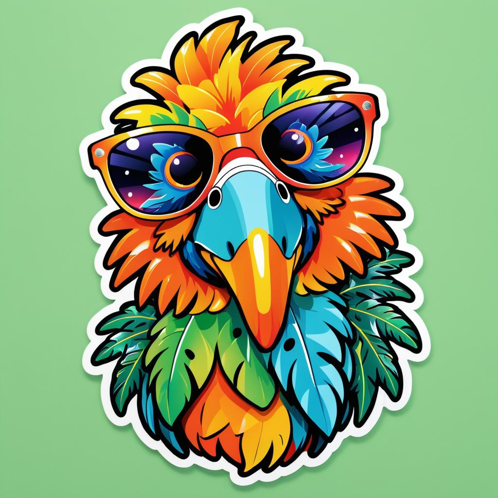 Playful Parrot in Hawaiian Shirt Sticker