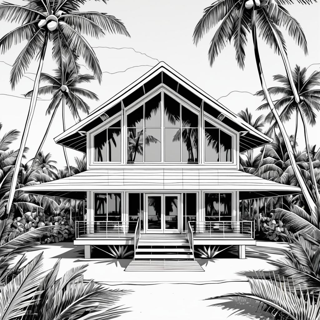 Intricate Skull Bungalow Coloring Page