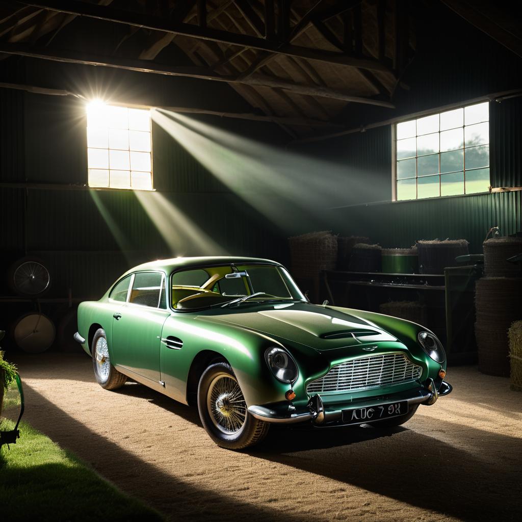 Cinematic Aston Martin DB5 in Barn