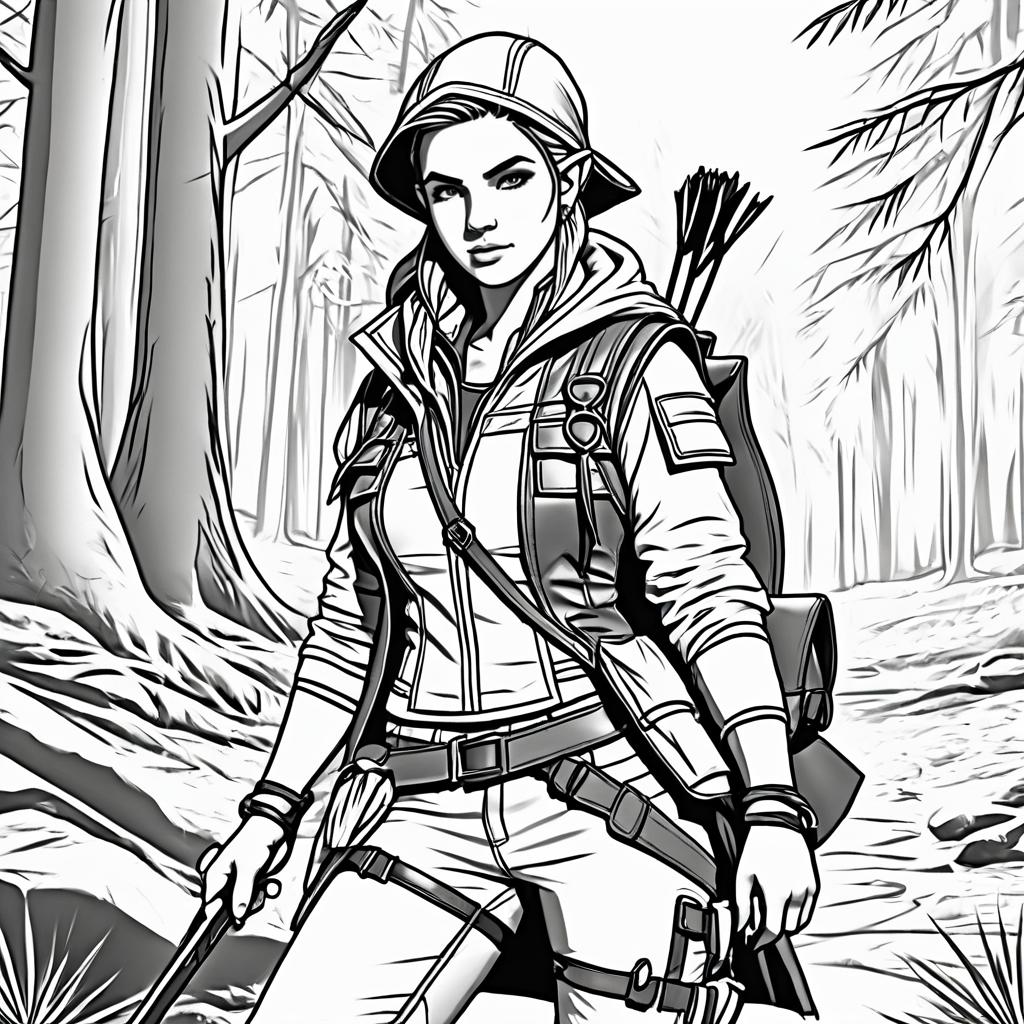 Elven Ranger Survival Skills Coloring Page