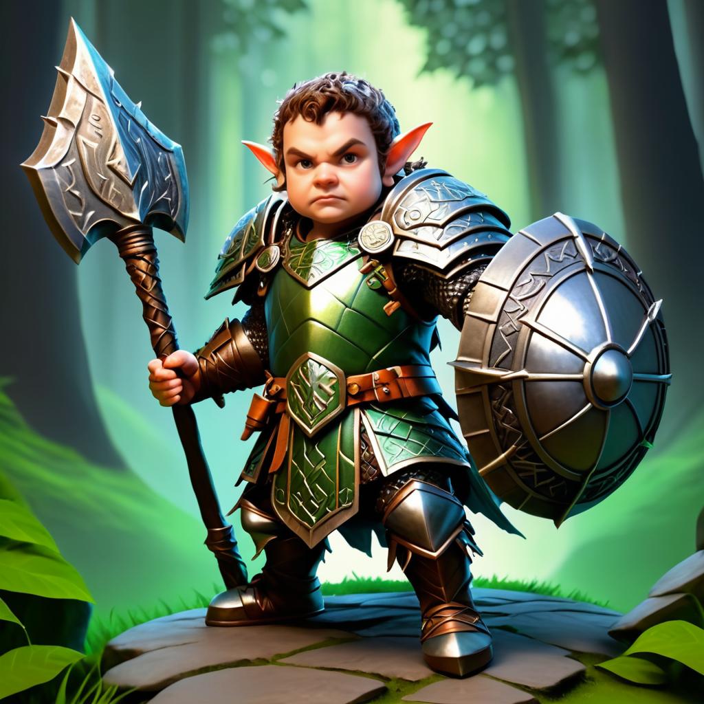 Dumbfounded Halfling Druid in Armor