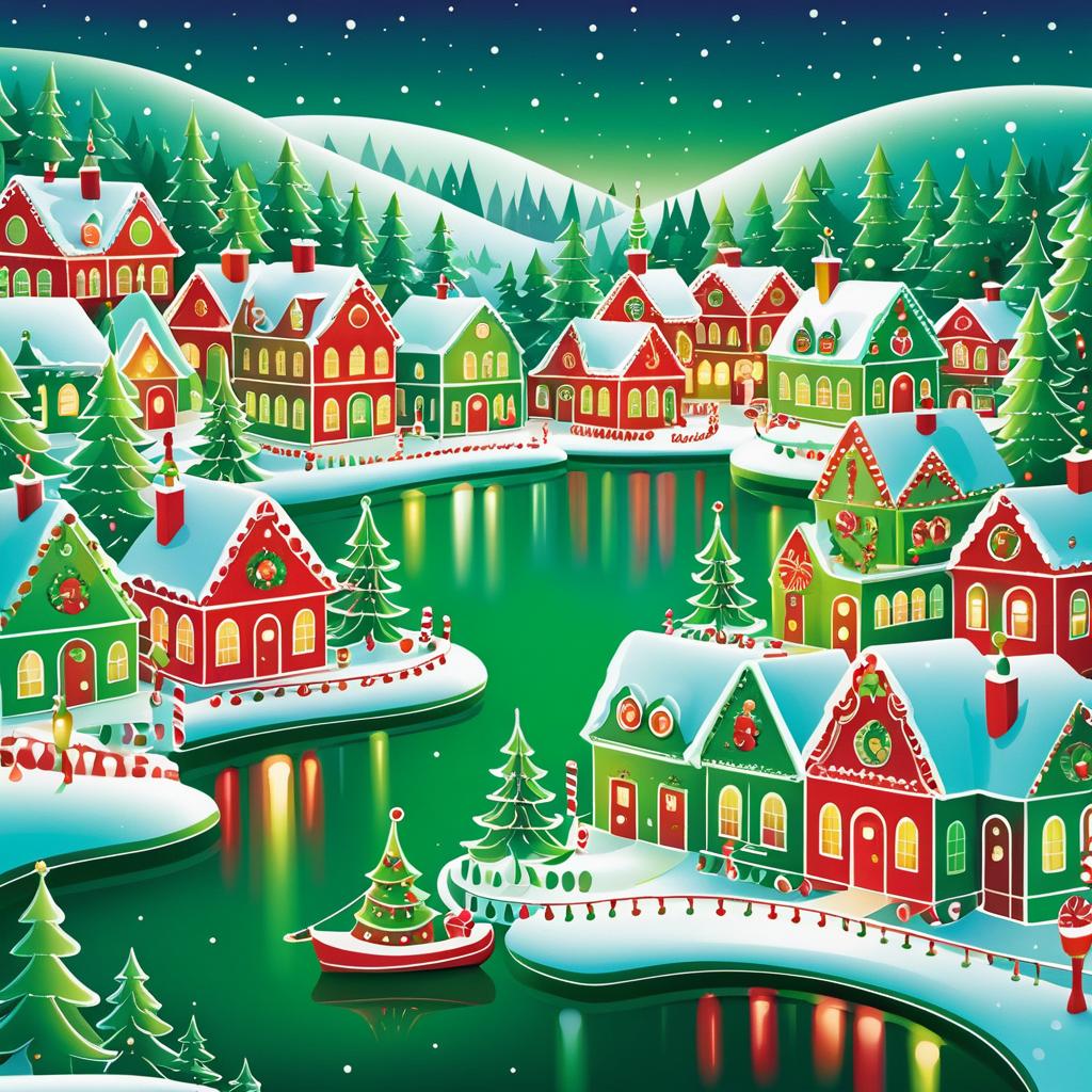 Whimsical Holiday Harbor Illustration