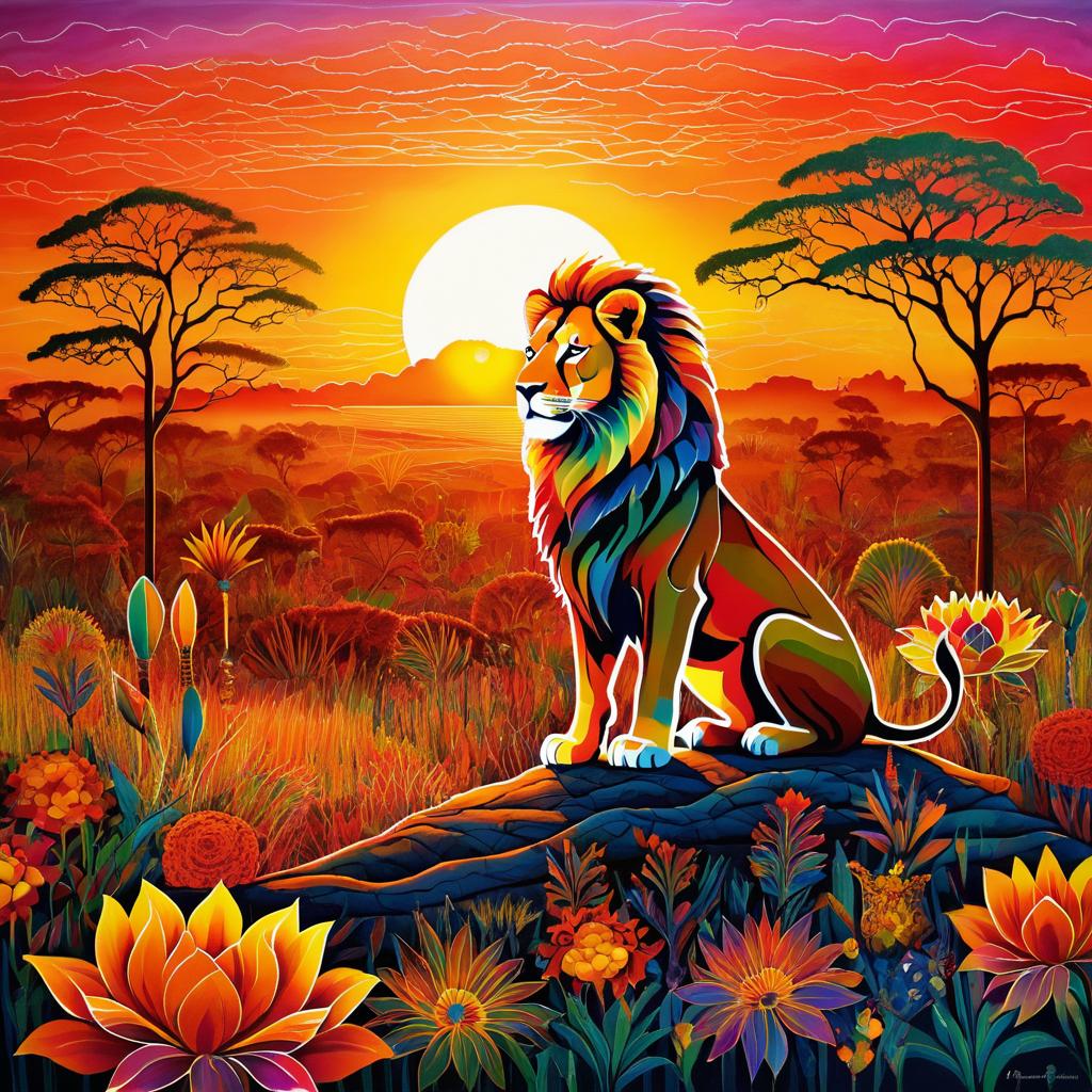 Vibrant Lion Pride at Sunset