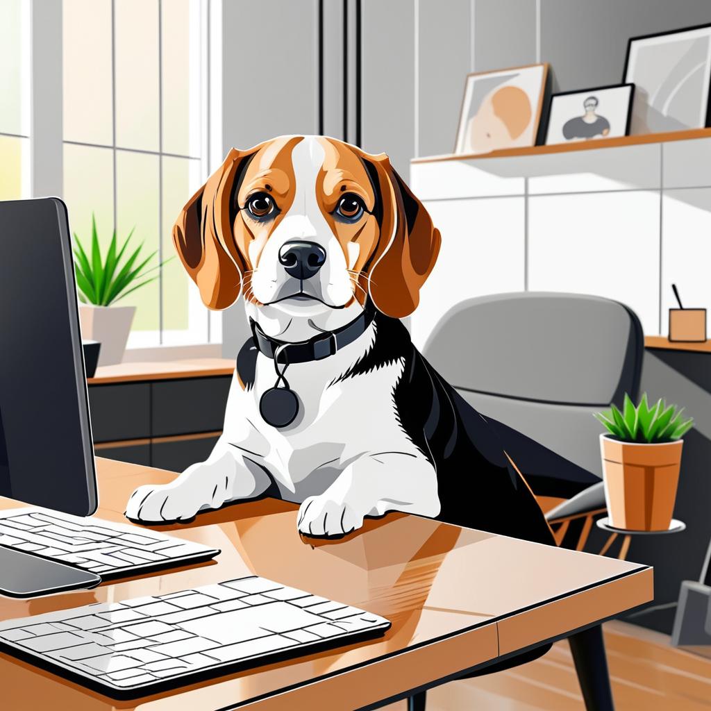 Sarcastic Beagle Working Remotely