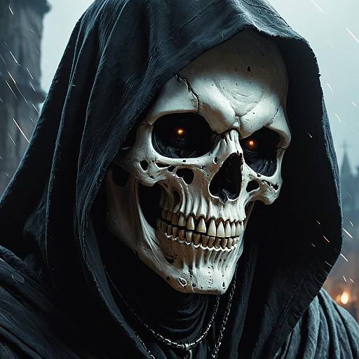 Scary Godlike Reaper with Glowing Eyes