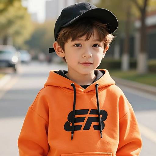 Young Boy in Orange Hoodie