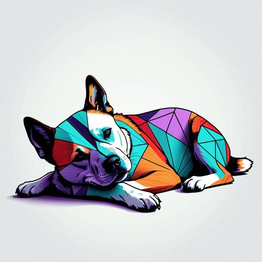 Geometric Digital Illustration of a Sleeping Dog