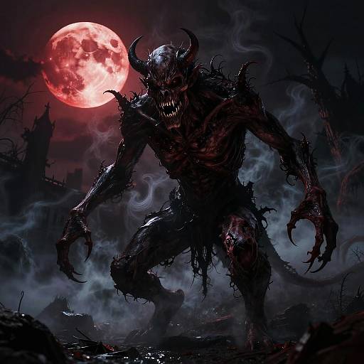 Grotesque Multi-Limbed Demon Portrait