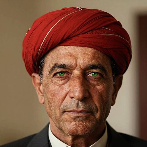 Artistic Portrait of Afghan Man with Red Turban