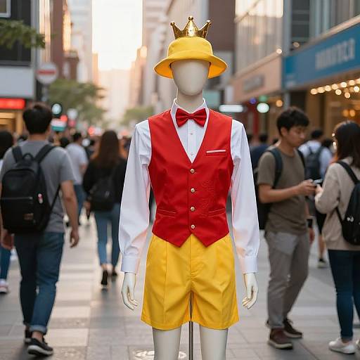 Regal Mannequin in Vibrant City Scene