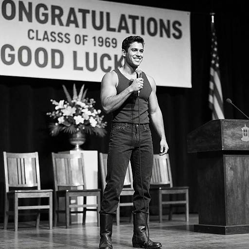 Vintage Stage Photo of a Celebratory Speaker