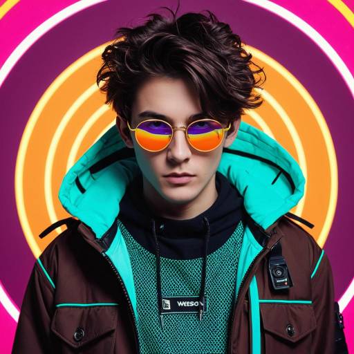 Teenage Boy in Neon Cyberpunk Outfit