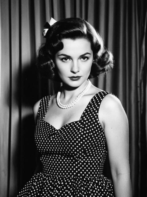 Woman in Retro Polka Dot Dress