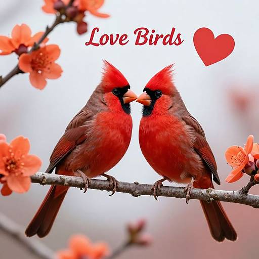 Love Birds on Blossoming Branch