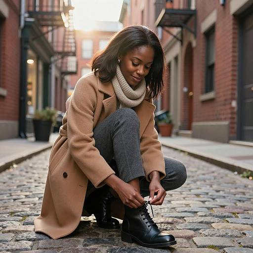 Elegant Urban Scene with Black Woman