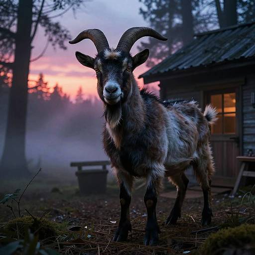 Goatman Lurking in Twilight Woods