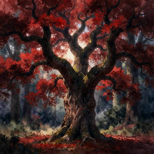 Majestic Oak in Mystical Forest