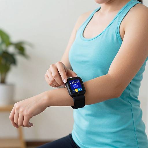 Woman Using Fitness Bracelet