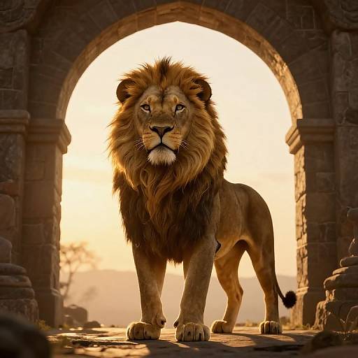 Majestic 3D Lion by Stone Archway