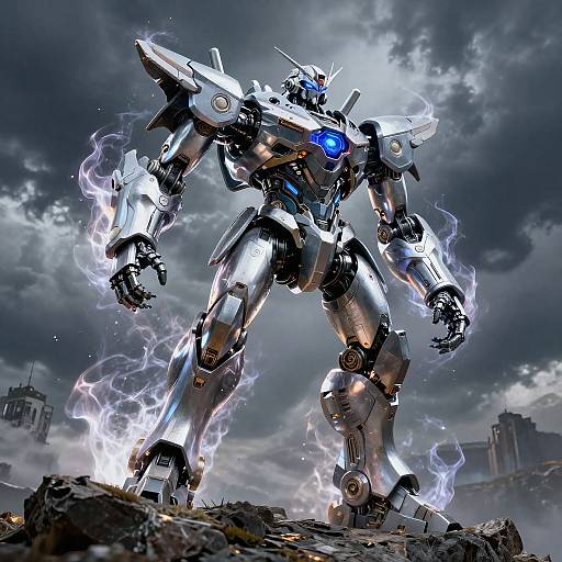 Majestic Robotic Creature on Cliff