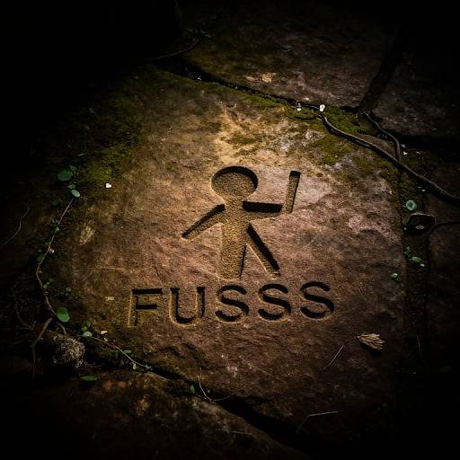 Dark, textured stone with a carved 