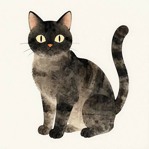 Traditional Japanese Watercolor Bakeneko