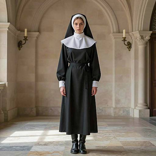 Photorealistic Dreadful Nun in Tradition