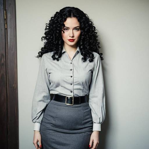 Woman in Vintage Pencil Skirt and Feminine Blouse