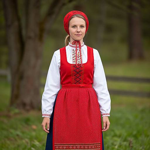 Slovak Folk Woman in Traditional Dress
