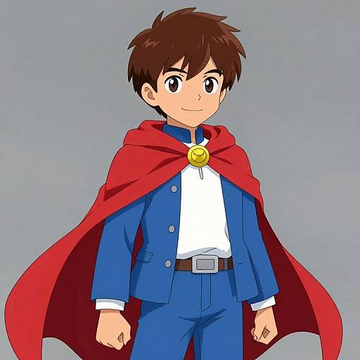 Boy in Red Cape and Blue Jacket