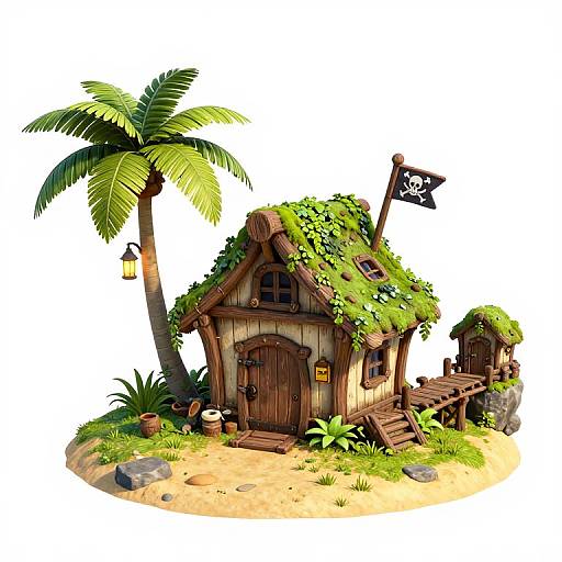 Charming Overgrown Pirate Hut Asset