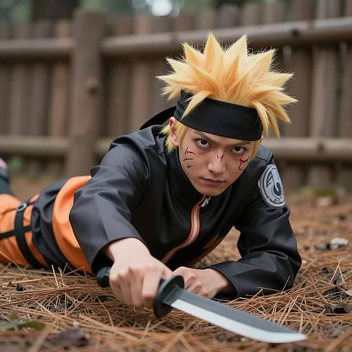 Ninja Warrior with Spiky Yellow Hair