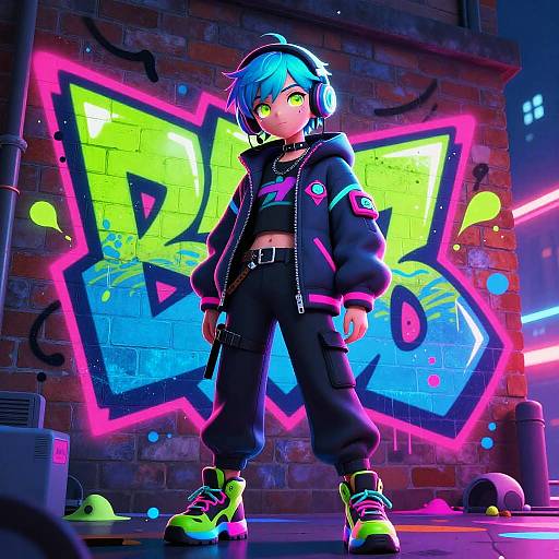 Neon Anime Futuristic Street Artist