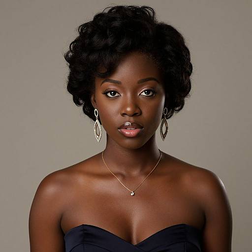 Realistic Dark-Skinned Woman with Updo Wig