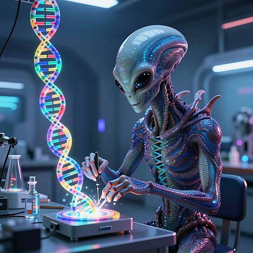 Futuristic Alien Creator in Lab