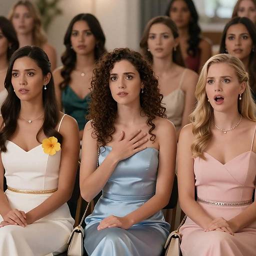 Elegant Women's Gathering in Formal Attire