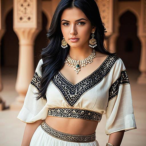 Trendy Blouse Designs with Jewelry Focus